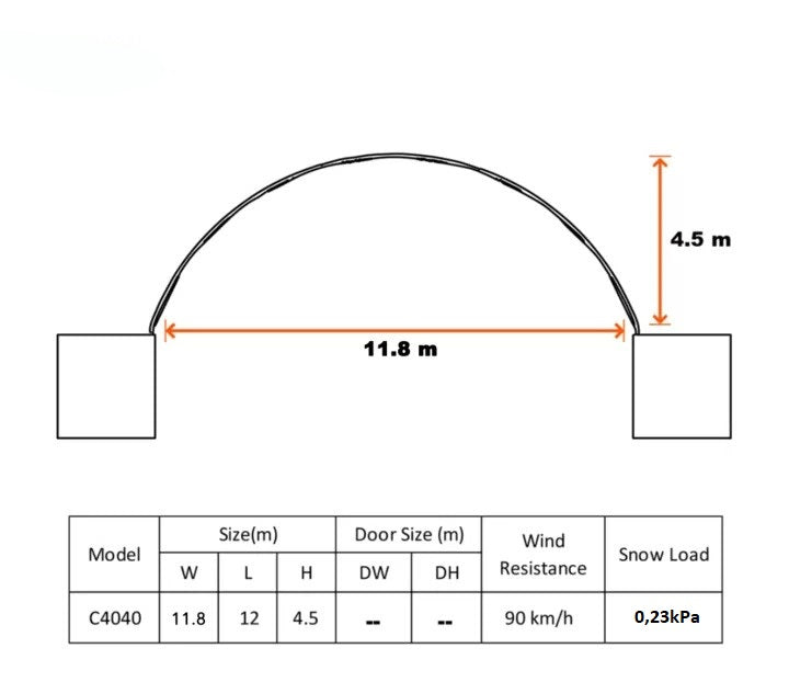 Konteineru nojume/ bez aizmugurējās sienas/  12x6x4.5m /Cena bez PVN: €3598